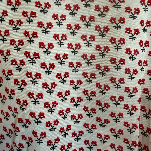 J Crew NWT Midi White w/ Tiny Red Flowers Short-Sleeve Shirt Dress. Size 6 - Picture 8 of 9